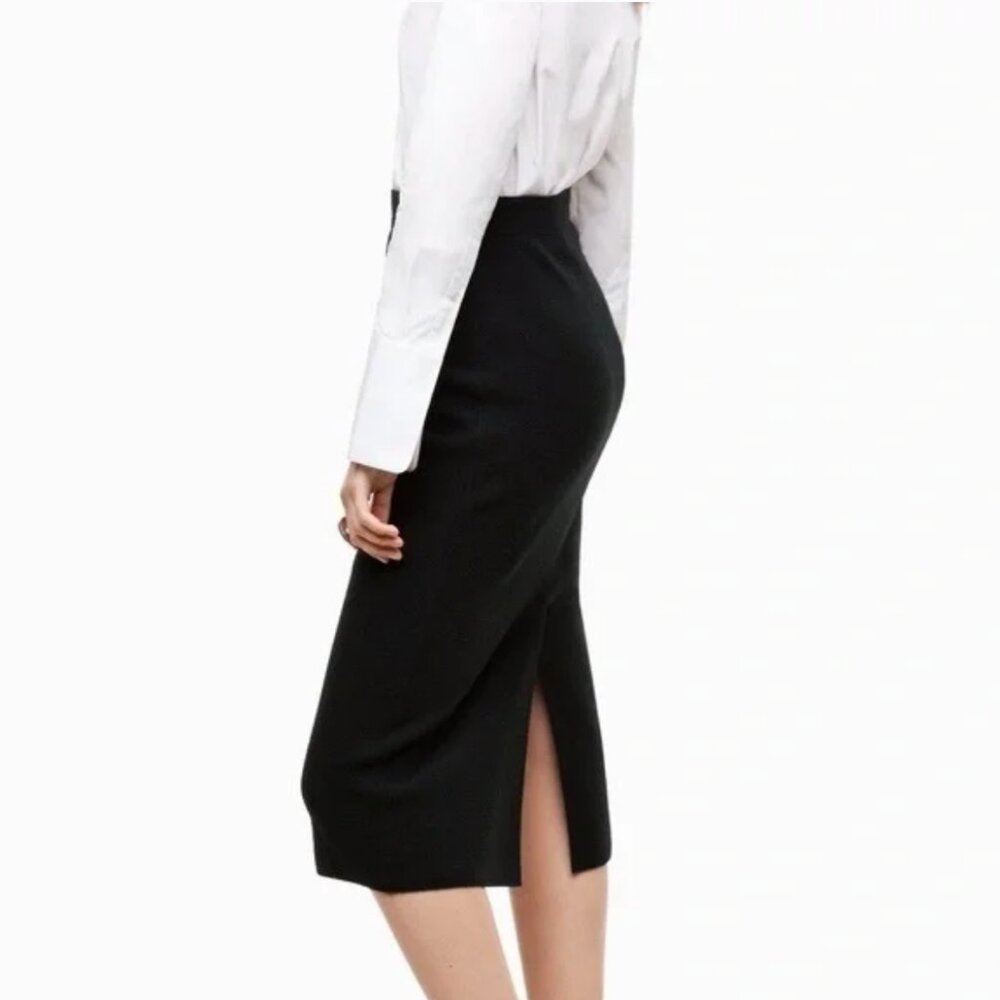 NWOT ARITZIA  BABATON | Johan Italian Stretch Wool - Blend Black Midi Skirt